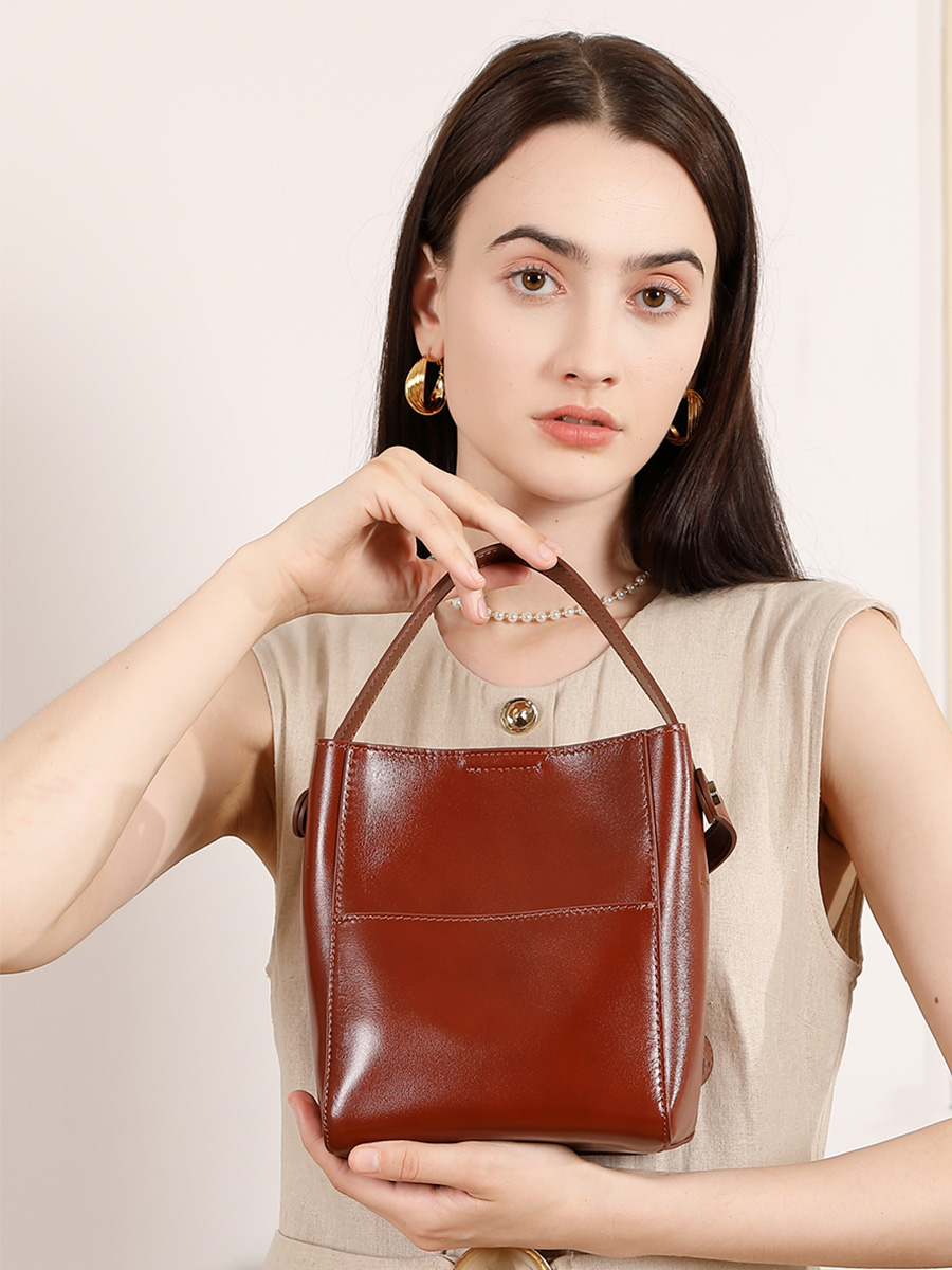 Retro Flocked Bucket Bag