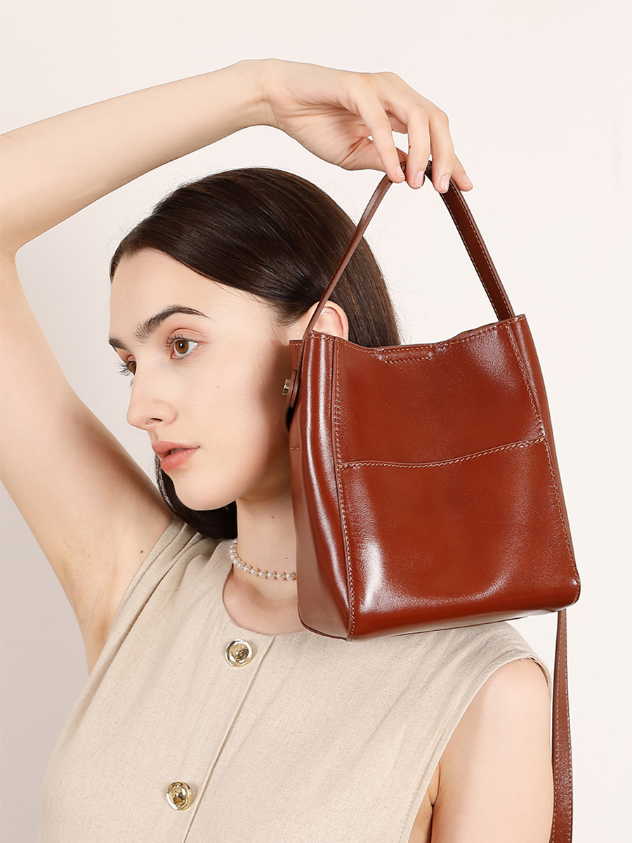 Retro Flocked Bucket Bag