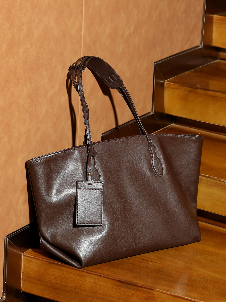 Top Layer Vegetable Tanned Leather Niche Large Capacity Totes
