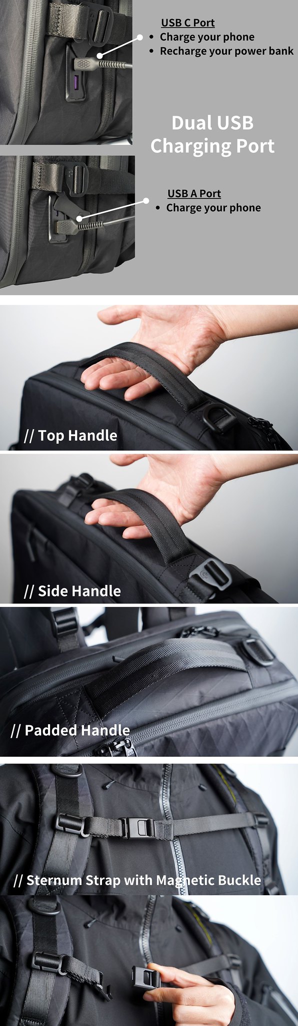 Explorer Pack - Versatile Backpack for travel and everyday - Backpacks - Other Man-Made Fibers Black