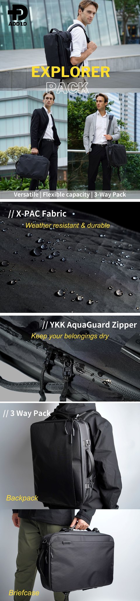 Explorer Pack - Versatile Backpack for travel and everyday - Backpacks - Other Man-Made Fibers Black