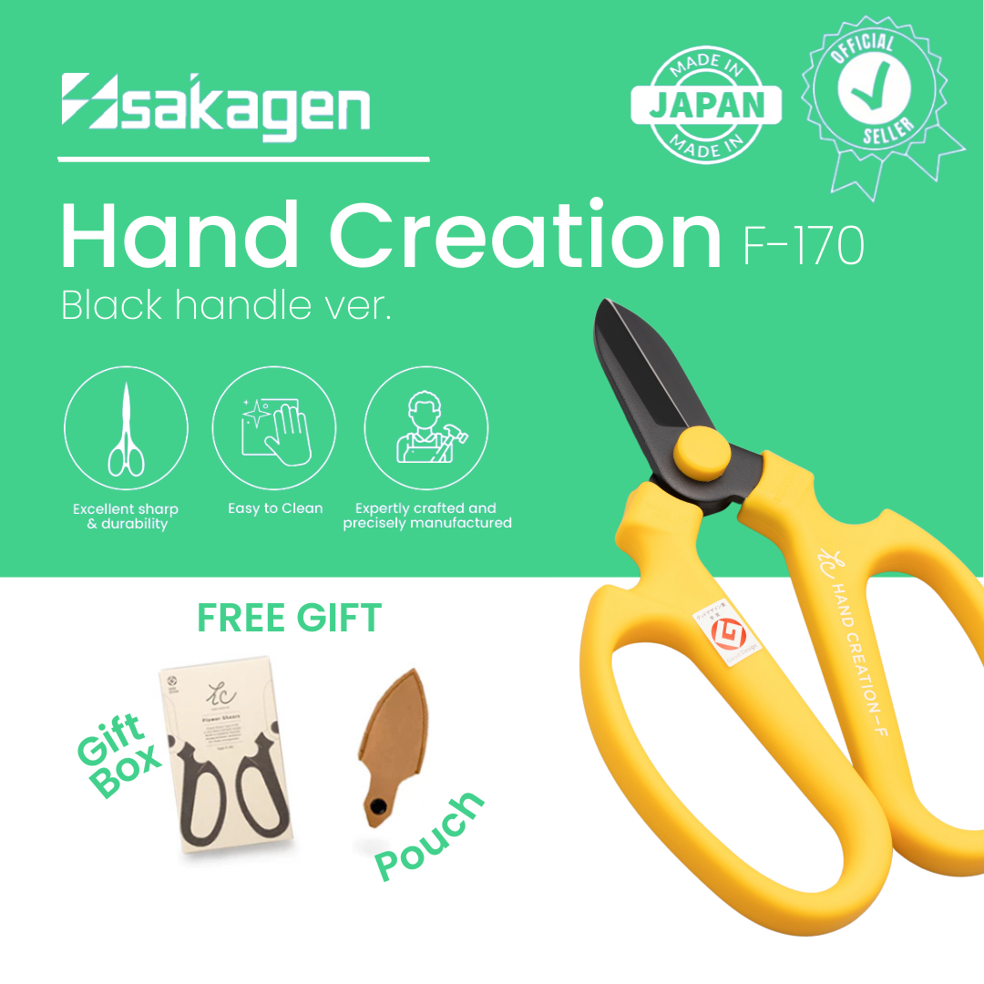 Sakagen Scissors Black Blade Series - Carbon Garden Steel Cutters for Plants, Flowers/Tree