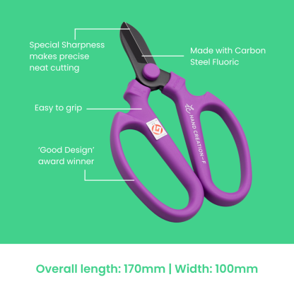 Sakagen Scissors Black Blade Series - Carbon Garden Steel Cutters for Plants, Flowers/Tree