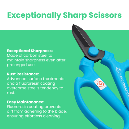 Sakagen Scissors Black Blade Series - Carbon Garden Steel Cutters for Plants, Flowers/Tree