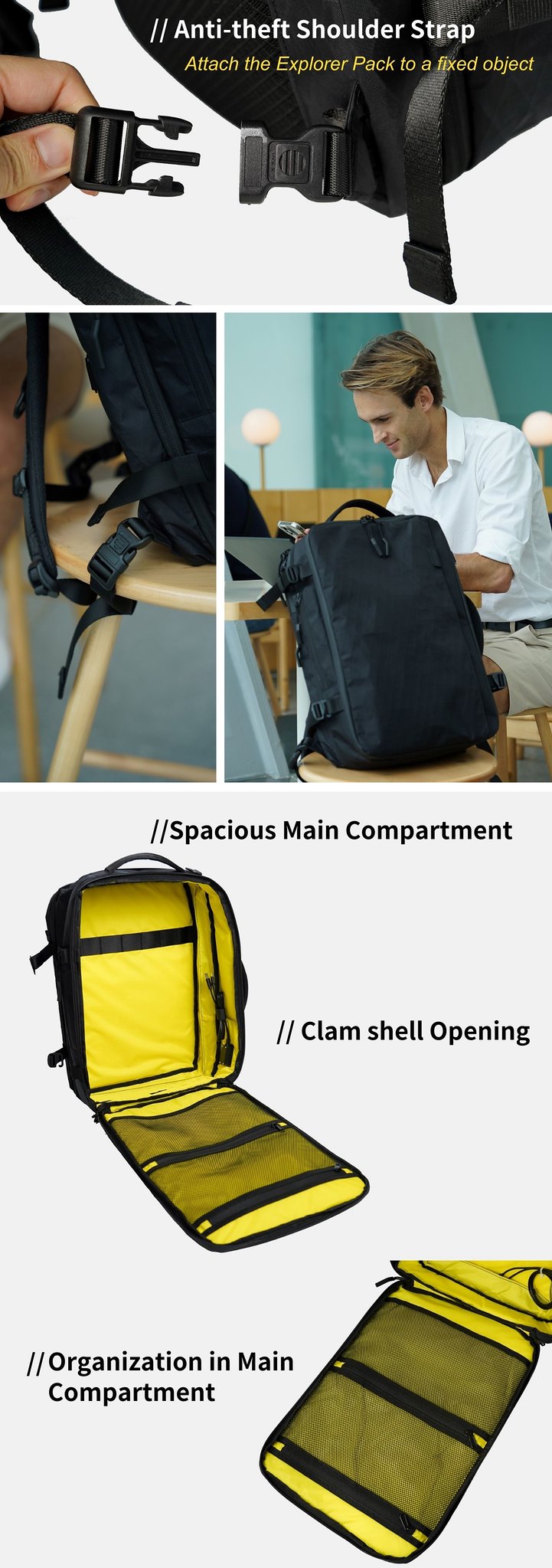 Explorer Pack - Versatile Backpack for travel and everyday - Backpacks - Other Man-Made Fibers Black