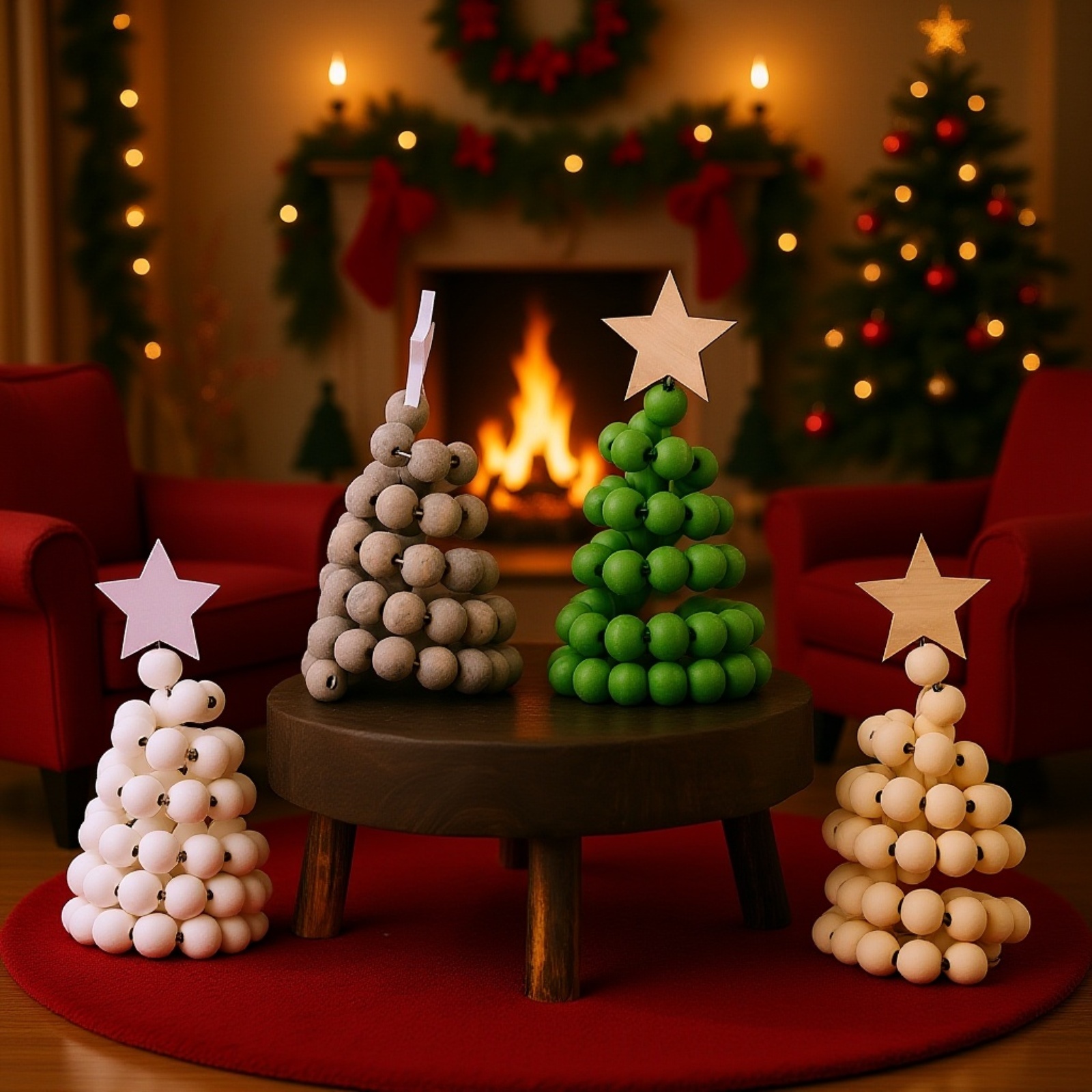 ต้นคริสต์มาสเดสก์ทอปพร้อมเครื่องประดับ