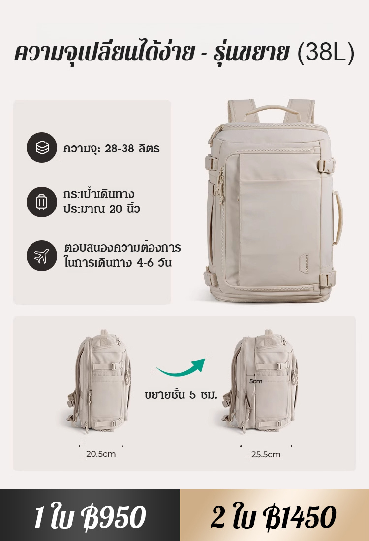 【ใส่โลกทั้งใบ】กระเป๋าเป้เดินทางความจุขนาดใหญ่