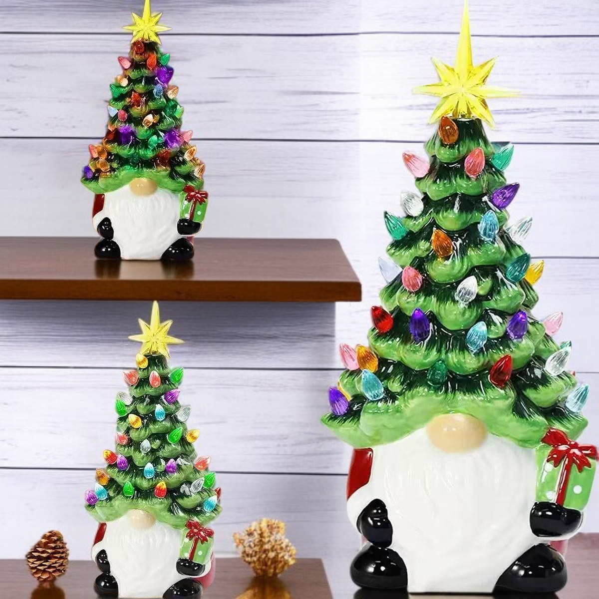 เรืองแสงความคิดสร้างสรรค์ต้นคริสต์มาสที่มีสีสันประดับโต๊ะ