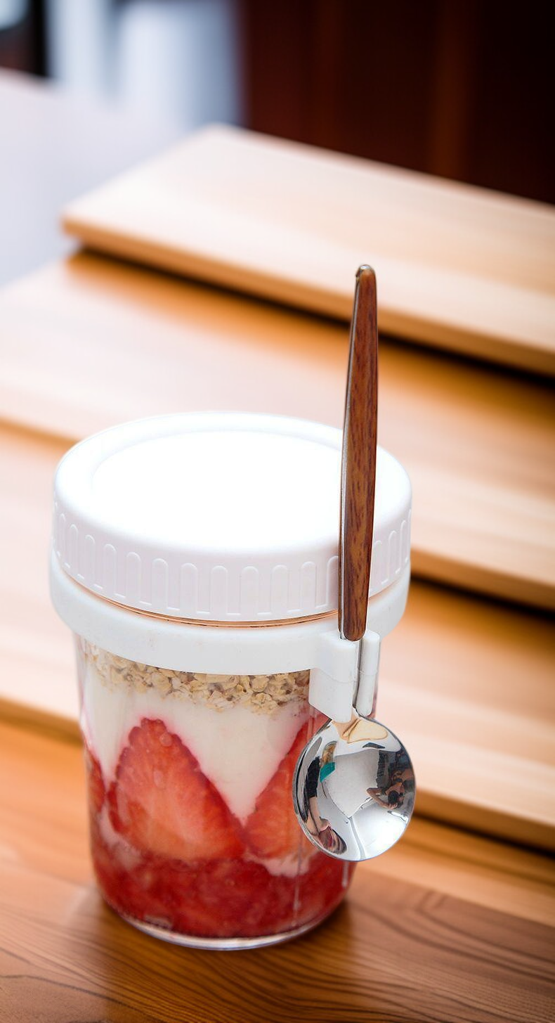 กล่องใส่ข้าวโอ๊ตพร้อมฝาปิดแน่นหนา