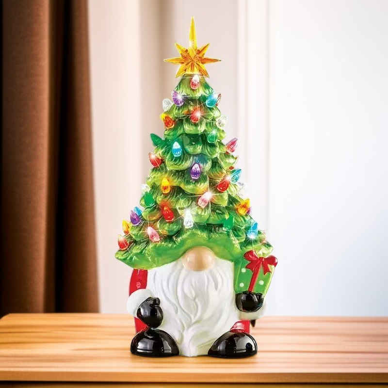 เรืองแสงความคิดสร้างสรรค์ต้นคริสต์มาสที่มีสีสันประดับโต๊ะ