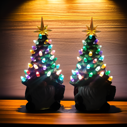 เรืองแสงความคิดสร้างสรรค์ต้นคริสต์มาสที่มีสีสันประดับโต๊ะ