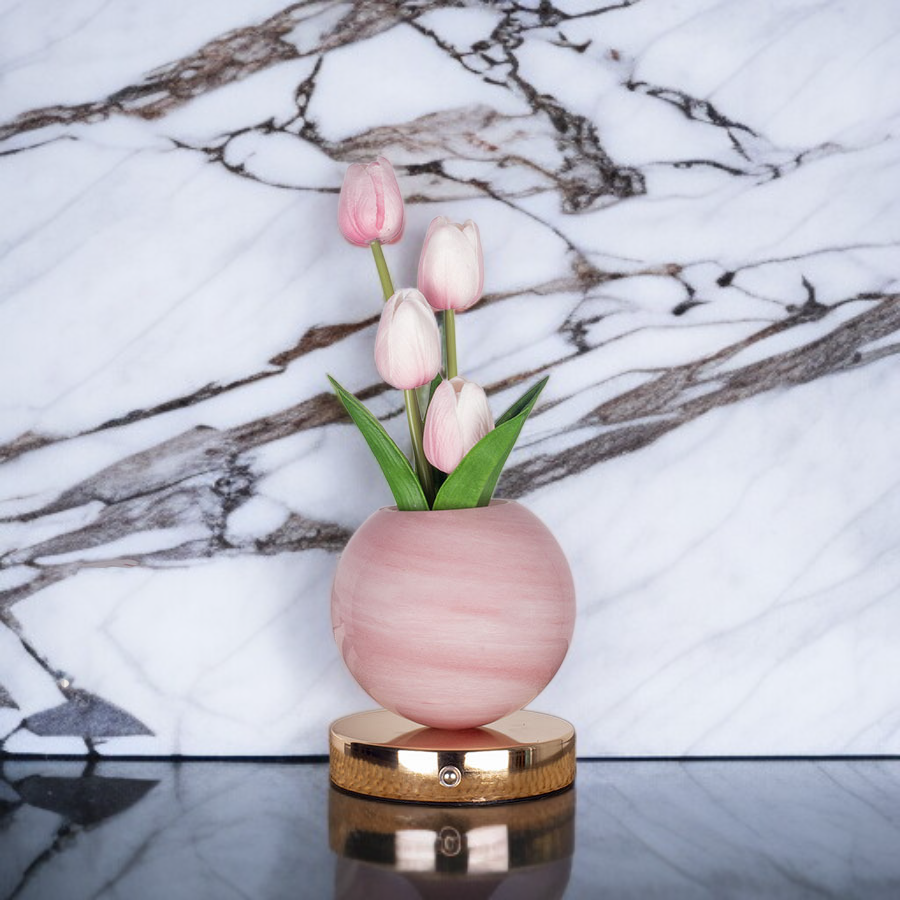 ช่อดอกไม้บรรยากาศแสงทิวลิปปลอมสำหรับตกแต่งงาน