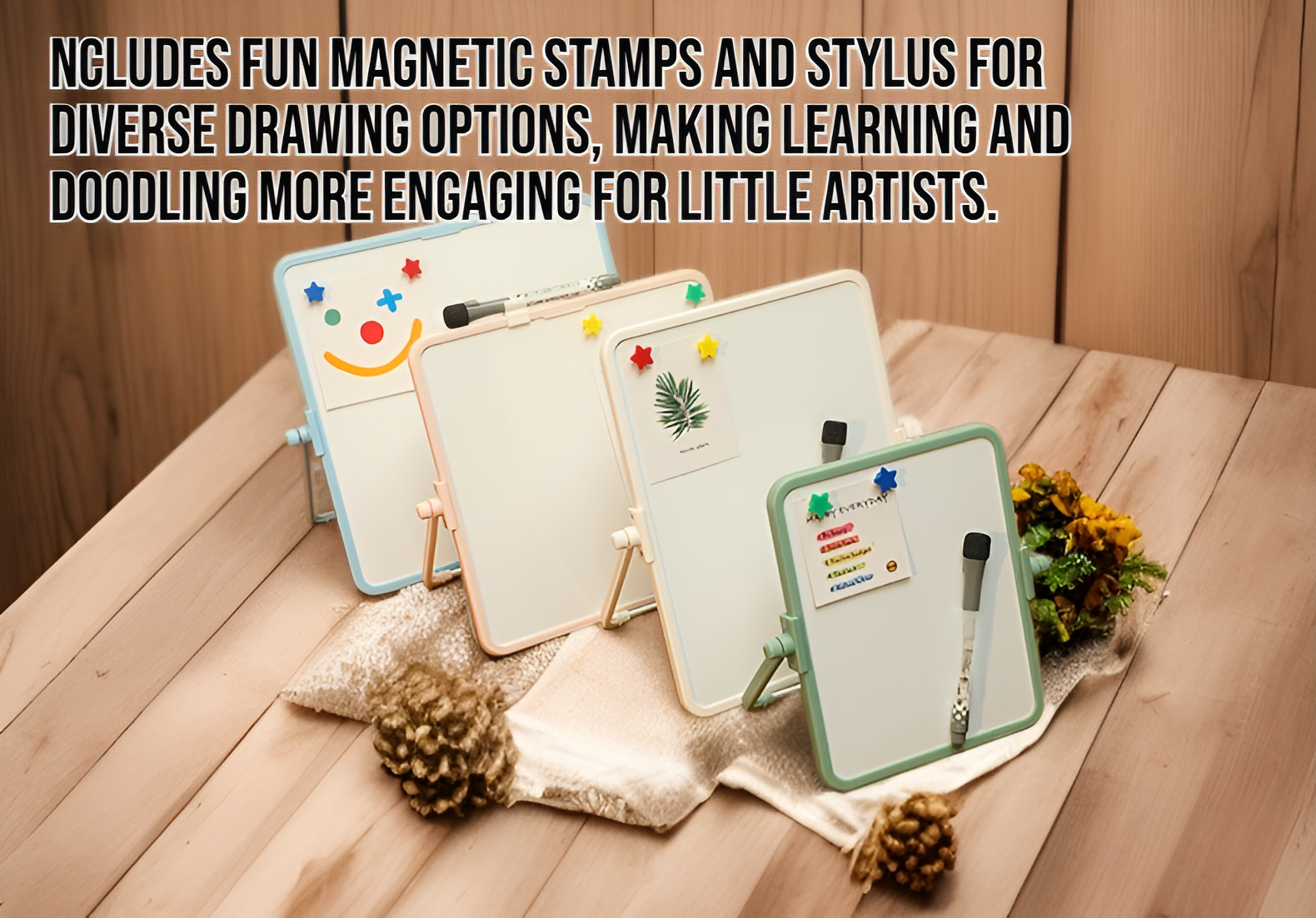 Kids using magnetic drawing board for creative doodling