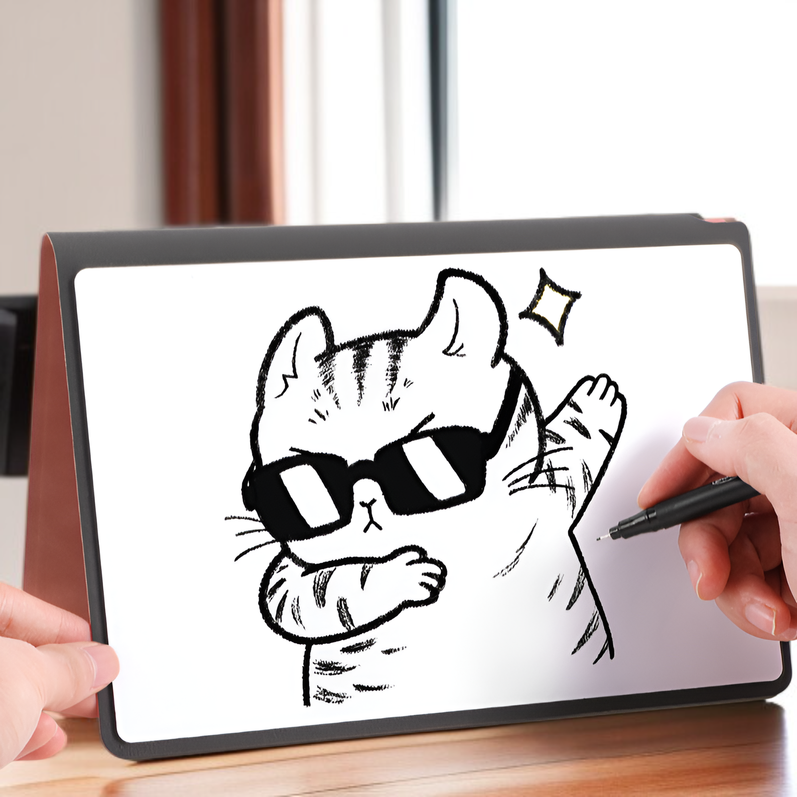 Compact portable message board with dry erase surface