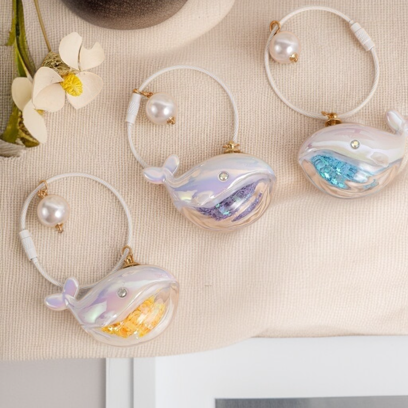 情侶鯨魚飛翔海洋書包掛飾鑰匙圈