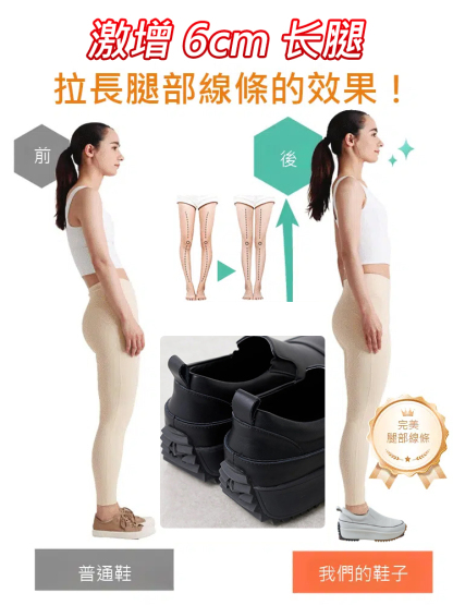 【日本足科監製】4E寬楦・拇指外翻救星｜美姿矯正搖搖鞋（視覺增高6cm）