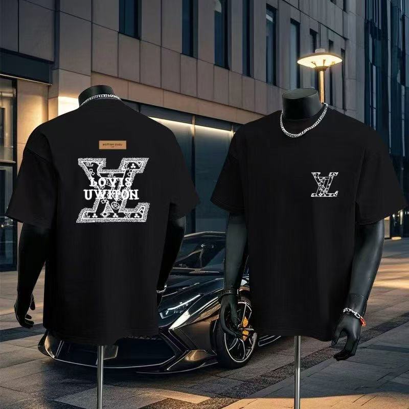 『L-5XL』ユニセックスの新作半袖Tシャツ。夏にぴったりのトレンディなラウンドネックトップスです。