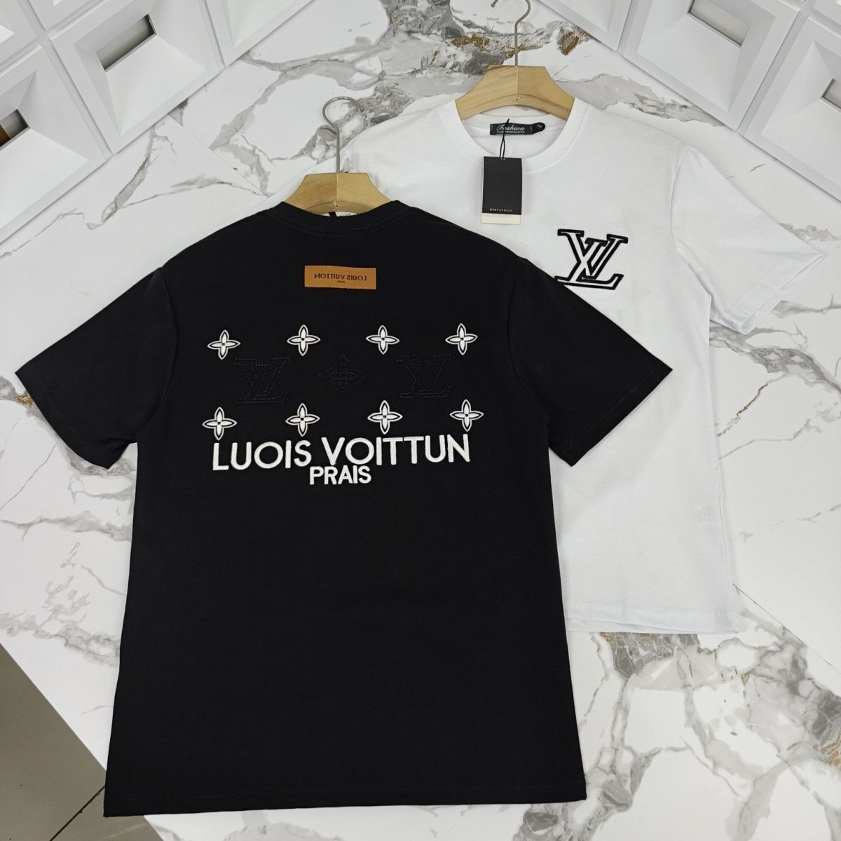 『L-4XL』刺繍文字カップル風トレンディ半袖Tシャツ