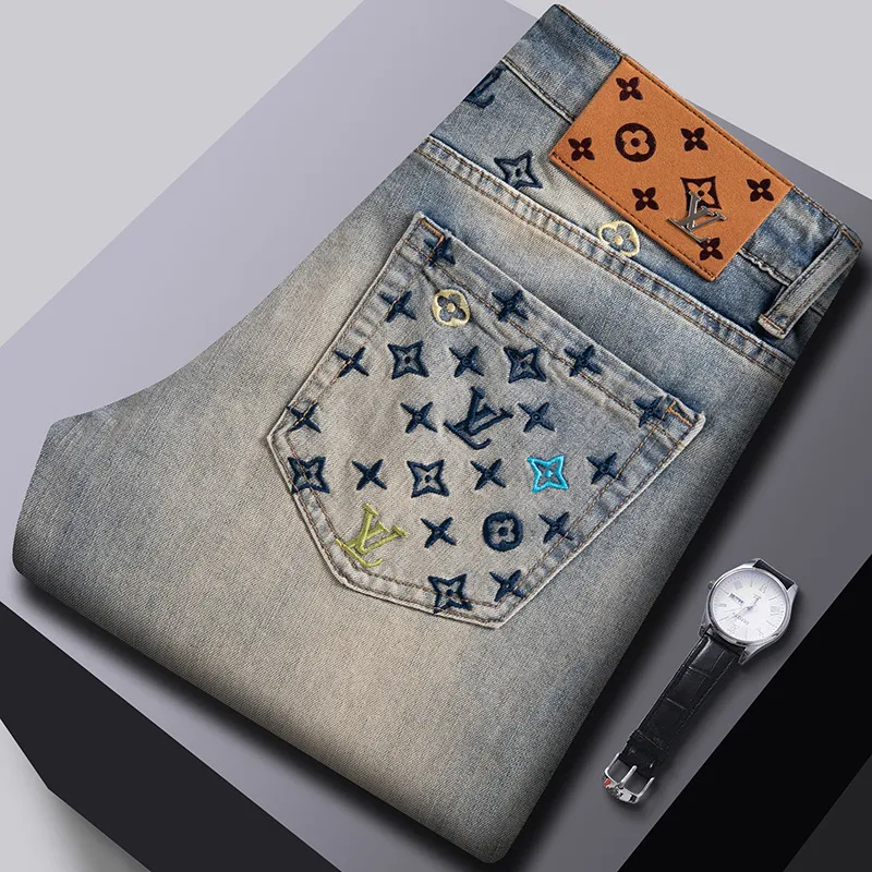 『S-2XL』ハイエンド ウォッシュ メンズ ストリートブランド 刺繍 春夏 新作 ヴィンテージカラー ジーンズ