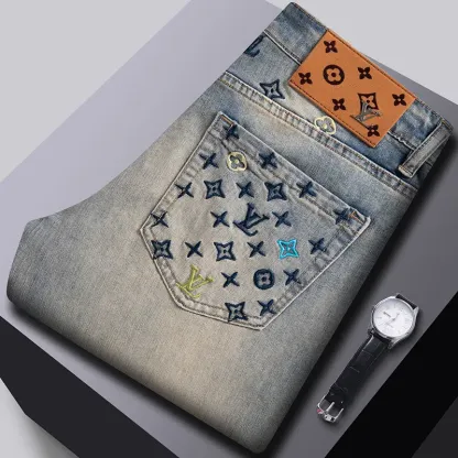 『S-2XL』ハイエンド ウォッシュ メンズ ストリートブランド 刺繍 春夏 新作 ヴィンテージカラー ジーンズ