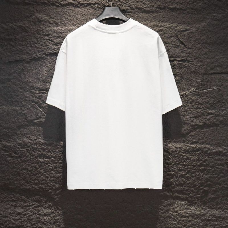 『S-XL』フロッキープリント、レタリング、ラウンドネック、ピュアコットン素材の新作半袖Tシャツ