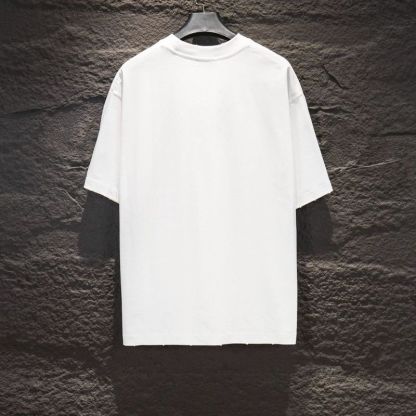 『S-XL』フロッキープリント、レタリング、ラウンドネック、ピュアコットン素材の新作半袖Tシャツ