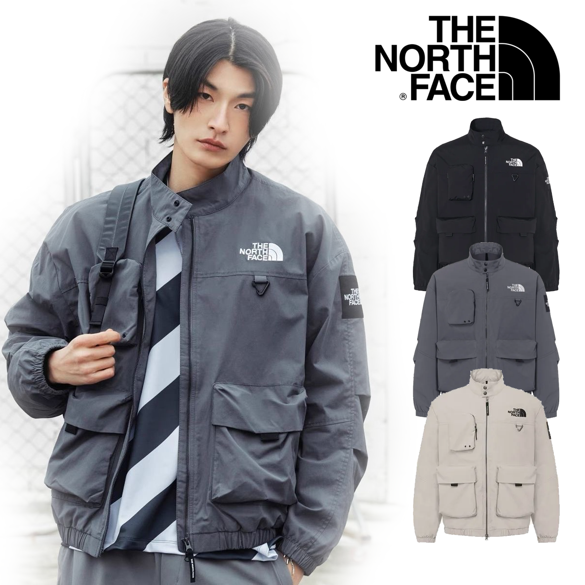ザ・ノース・フェイスのニールトンジャケットは、ロゴ入りのハイカラーウィンドブレーカーで、カジュアルなストリートウェア風デザインが特徴です