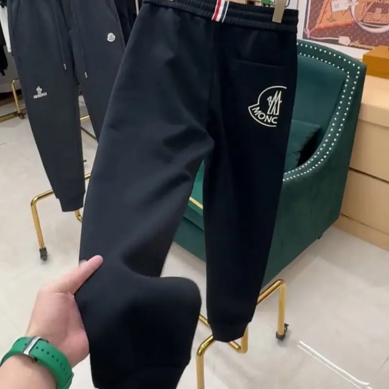 冬用フリース裏地付きメンズカジュアルパンツ、スタイリッシュなルーズフィットスウェットパンツ