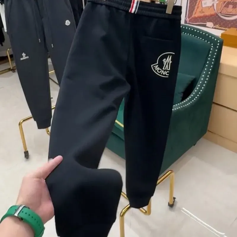 冬用フリース裏地付きメンズカジュアルパンツ、スタイリッシュなルーズフィットスウェットパンツ