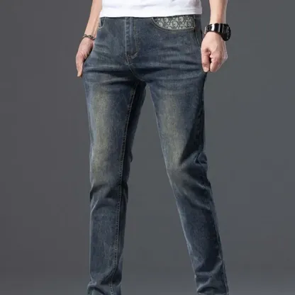 『XS-3XL』高品質 春秋 ウォッシュ加工 万能 伸縮性 メンズデニムパンツ