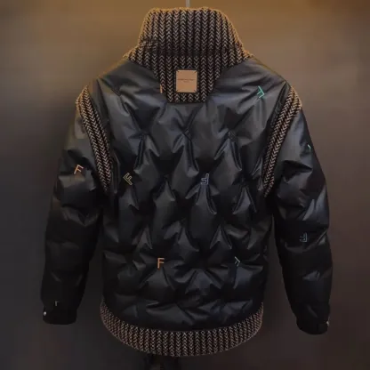 新作スタンドカラーデビルアイズ全身刺繍隕石ブラックハイエンド暖かい極寒コート