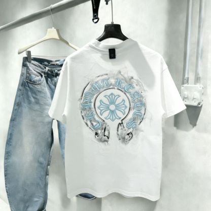 『M-4XL』新作 夏物 刺繍入り 半袖 メンズ＆レディース ゆったりラウンドネック ハーフスリーブ