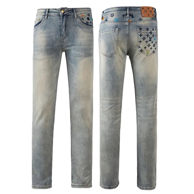 『S-2XL』ハイエンド ウォッシュ メンズ ストリートブランド 刺繍 春夏 新作 ヴィンテージカラー ジーンズ
