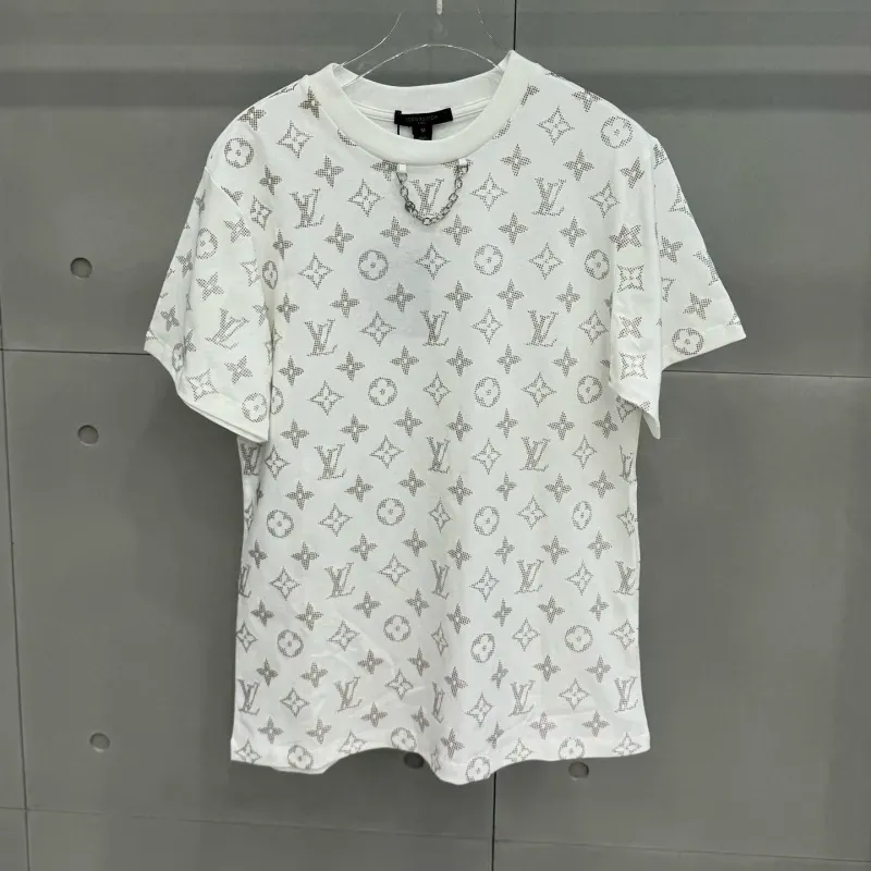 『S-L』大活躍 大人の定番 合わせやすい モード プリント チェーン 半袖 Ｔシャツ