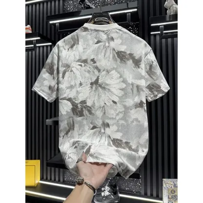 『M-4XL』高級刺繍入りメンズ半袖シャツ　夏用　軽量で薄手、通気性抜群