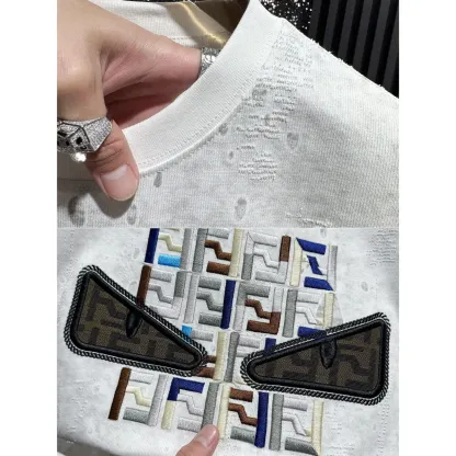 『M-4XL』メンズ高級刺繍入り半袖コットンタイダイモンスター半袖シャツ、新しい夏スタイル。