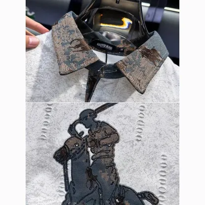 『M-4XL』夏物カジュアル刺繍入り半袖メンズポロシャツ