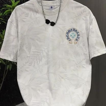 『M-4XL』刺繍入りのメンズ半袖Tシャツ。人気のスタイルです。