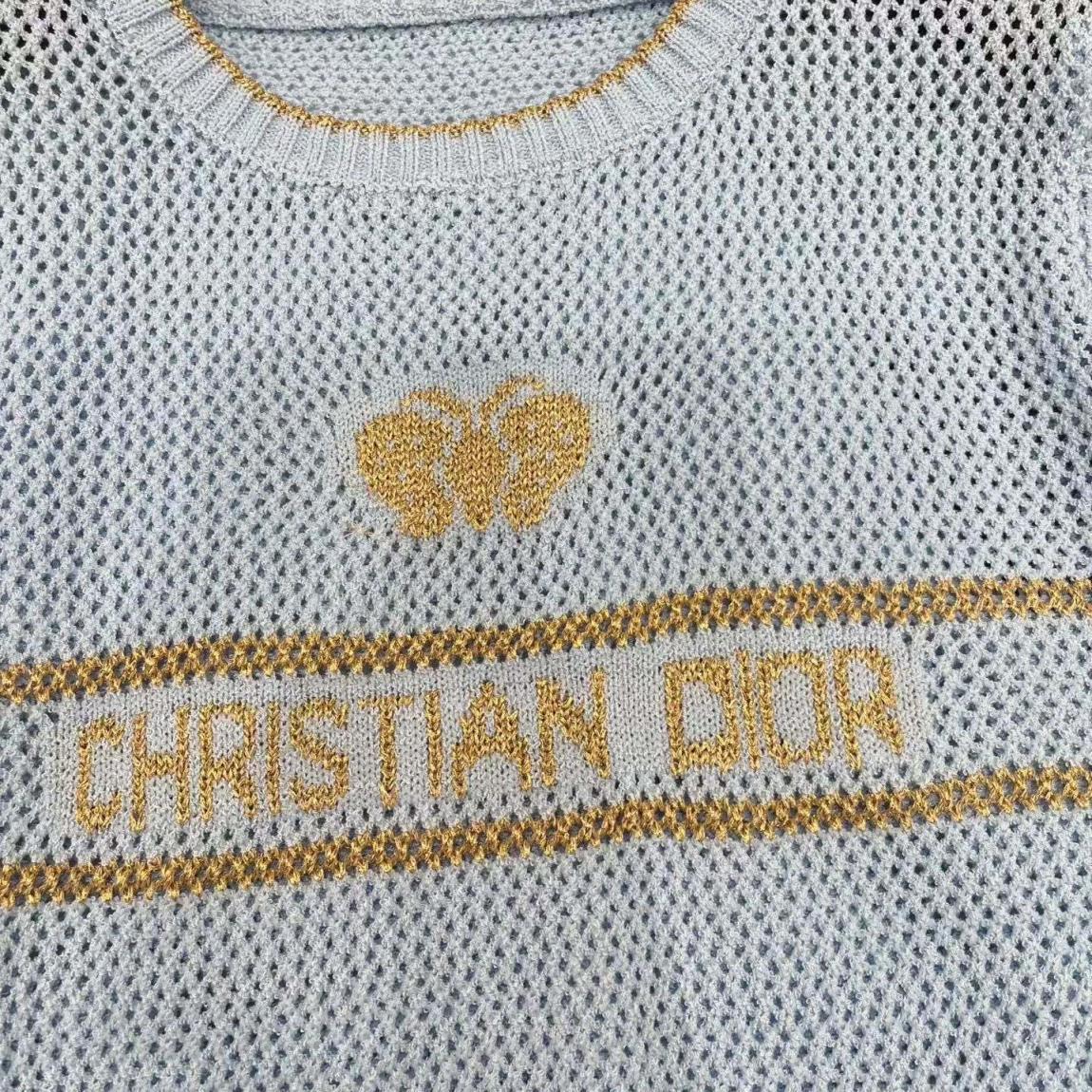 金糸と銀糸の蝶の文字の切り抜きニット半袖トップス、フリーサイズ 1