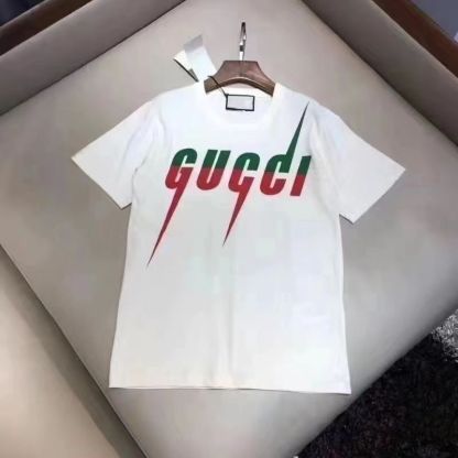 サマーライトニングカラーブロックピュアコットンクルーネック半袖Tシャツ