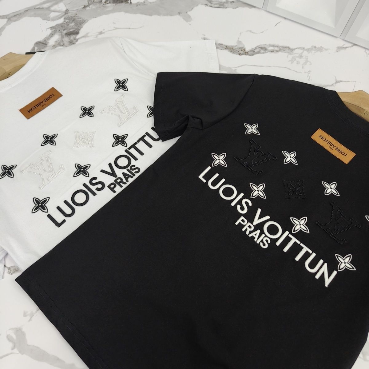 『L-4XL』刺繍文字カップル風トレンディ半袖Tシャツ