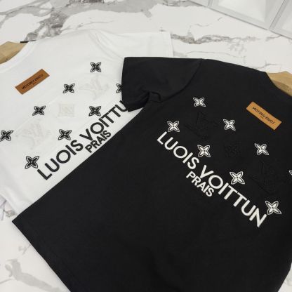 『L-4XL』刺繍文字カップル風トレンディ半袖Tシャツ