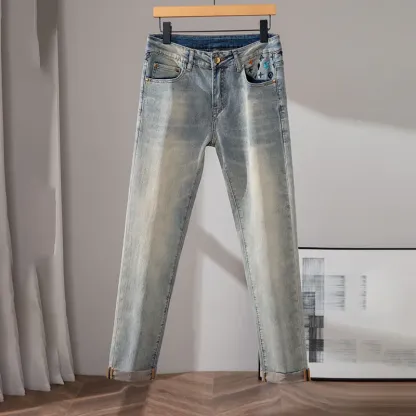 『S-2XL』ハイエンド ウォッシュ メンズ ストリートブランド 刺繍 春夏 新作 ヴィンテージカラー ジーンズ