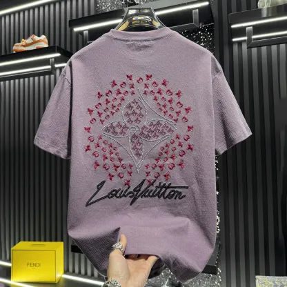 『M-3XL』メンズ刺繍入り半袖Tシャツ、通気性のあるハーフスリーブ