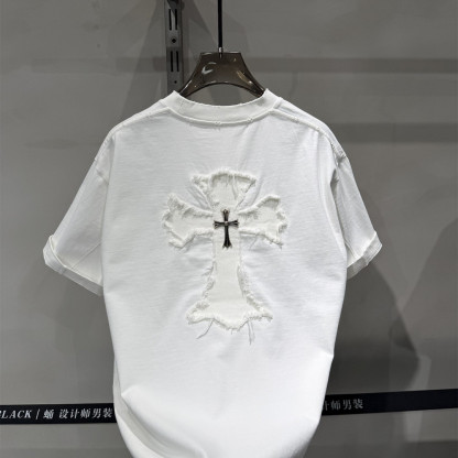 【L-4XL】トレンディな刺繍入り半袖Tシャツ、ゆったりとしたクルーネック、ユニセックストップス