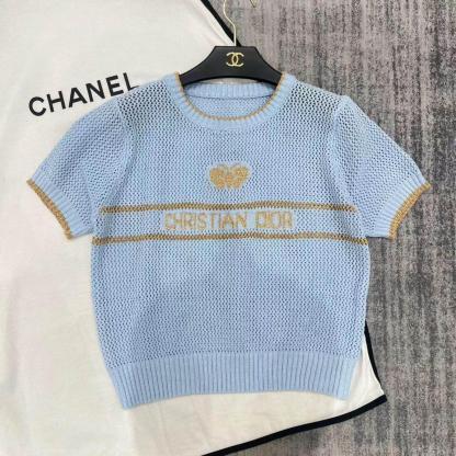 金糸と銀糸の蝶の文字の切り抜きニット半袖トップス、フリーサイズ 1