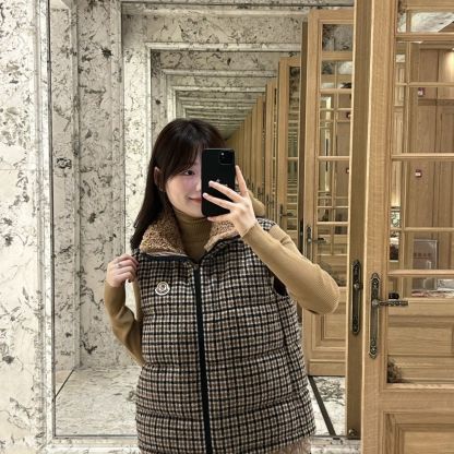 新しい秋のスタイルの千鳥格子ベストダウンジャケット、暖かい