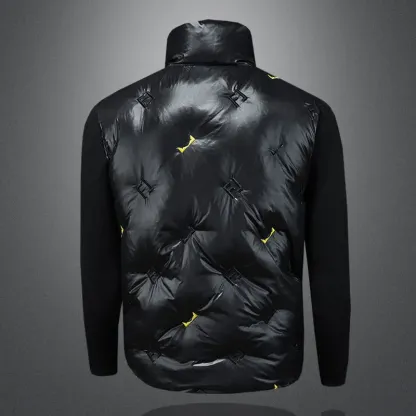 メンズダウンベスト、スタイリッシュなスタンドカラー、秋冬用の暖かいアウター