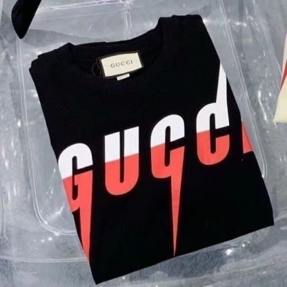 サマーライトニングカラーブロックピュアコットンクルーネック半袖Tシャツ