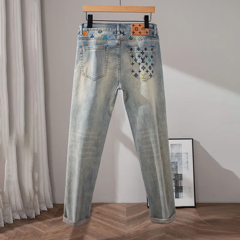 『S-2XL』ハイエンド ウォッシュ メンズ ストリートブランド 刺繍 春夏 新作 ヴィンテージカラー ジーンズ